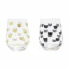 New 🎁 Ankit Kitty Head Stemless Wine Glasses Set ❤️