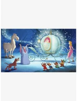 Best Pirce 🛒 Disney Princess Cinderella Carriage Chair Rail Prepasted Mural 🛒
