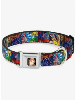 Budget 🔔 Disney Beauty the Beast 🐕 Dog Collar Seatbelt Buckle Stained Glass Scenes 🎁