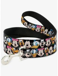 Discount 🛒 Disney Classic Characters Faces 🐕 Dog Leash Black 6 Ft 🔔