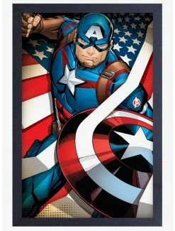 Best Pirce ❤️ Marvel Captain America Flag Poster 😉