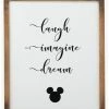 Deals 👍 Disney Mickey Mouse Laugh, Imagine, Dream Wood Framed Wall Decor 👍