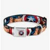 Budget 🎁 Marvel Captain America Face Turns Shield Close Up 🦮 Dog Collar Seatbelt Buckle 👍