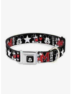 Hot Sale 👍 Disney Classic Mickey Mouse 1928 Collage 🐕 Dog Collar Seatbelt Buckle 😉