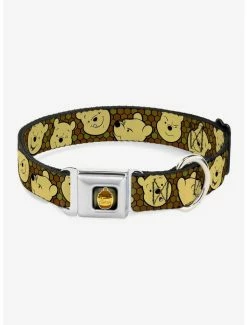 Outlet ✨ Disney Winnie the Pooh Expressions Honeycomb 🐕 Dog Collar Seatbelt Buckle 🧨