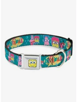 Brand new ✔️ Spongebob Squarepants Patrick Gary Not Normal 🐕 Dog Collar Seatbelt Buckle 🤩
