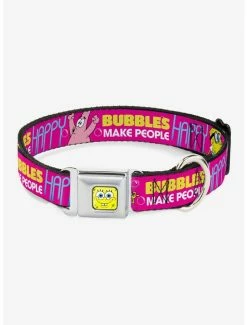 Cheap ❤️ Spongebob Squarepants Patrick Starfish Pose Bubbles Make People Happy 🐶 Dog Collar Seatbelt Buckle ❤️