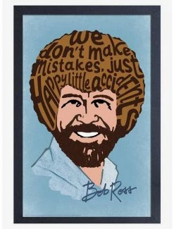 Flash Sale ✔️ Bob Ross Happy Accidents Typography Framed Poster 🤩