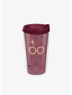 Buy 🔔 Harry Potter Maroon and Gold Glasses 24oz Classic Tumbler With Lid 😀