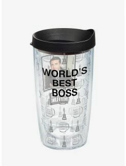Buy 😀 The Office Worlds Best Boss 16oz Classic Tumbler With Lid 🎁