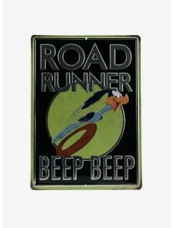 Promo 🎉 Looney Tunes Road Runner Black Embossed Tin Sign 🛒