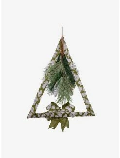 Budget 🌟 Fabric Green Triangle Wreath With Foliage 🎁