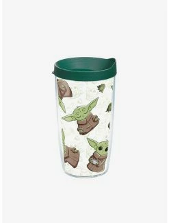 Promo ⭐ Star Wars The Mandalorian Child Playing 16oz Classic Tumbler With Lid 🔥