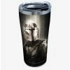 New ✨ Star Wars The Mandalorian Chrome Mando 20oz Stainless Steel Tumbler With Lid ❤️