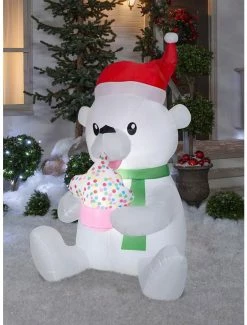 Discount 🛒 Polar Bear Cupcake Holiday Animated Inflatable Décor 🔥 -Furniture Outlet Store 14836913 av1