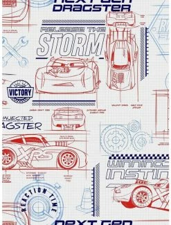 New 🤩 Disney Pixar Cars Red And White Schematic Peel & Stick Wallpaper 🔔