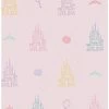 New 🔥 Disney Princesses Pink And Yellow Castle Peel & Stick Wallpaper ⌛