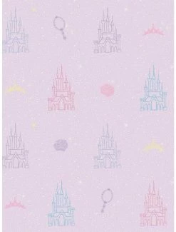 Budget ⭐ Disney Princesses Purple and Pink Castle Peel & Stick Wallpaper 🥰