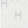 Discount 🌟 Star Wars Tie Fighter White And Grey Peel & Stick Wallpaper 🎉