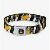 Brand new 👍 Disney Pixar Wall-E Stripe Black White Seatbelt 🐶 Dog Collar ✔️