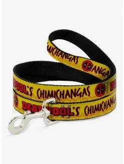 Outlet 🎉 Marvel Deadpool Chimichangas Flames Yellow Black Red 🐶 Dog Leash ❤️