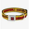 Best Pirce ⌛ Marvel Deadpool Chimichangas Flames Yellow Black Red Seatbelt 🦮 Dog Collar 🧨