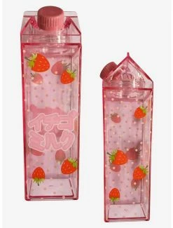Budget 🌟 Strawberry Milk Carton Water Bottle ⭐