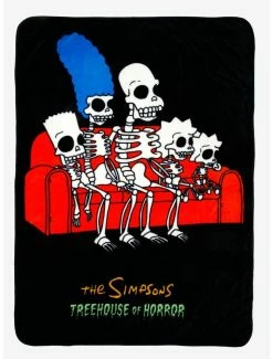 Promo 🎁 The Simpsons Skeleton Couch Throw Blanket 🔔