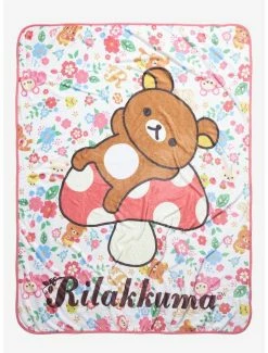 Buy 💯 Rilakkuma Mushroom Floral Throw Blanket 🤩