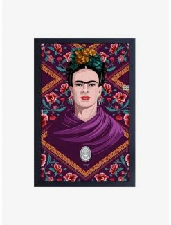 Best Pirce ✔️ Frida Kahlo Purple Shawl Framed Wood Wall Art 🌟