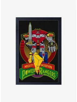 Outlet 😀 Mighty Morphin Power Rangers Classic Megazord Framed Wood Wall Art 😀