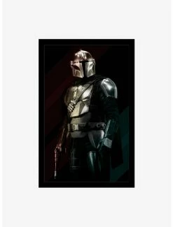 Outlet 🎉 Star Wars The Mandalorian Mando Portrait Framed Wood Wall Art ⭐