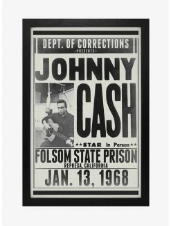 New ⭐ Johnny Cash Folsom State Framed Wood Wall Art ⌛