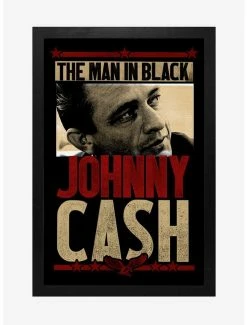 Hot Sale 😀 Johnny Cash The Man In Black Framed Wood Wall Art ❤️