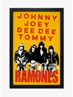 Flash Sale 🔥 Ramones Johnny, Joey, Dee Dee, Tommy Framed Wood Wall Art 👍
