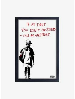Cheapest 🎁 Banksy Airstrike Portrait Framed Wood Wall Art 🔥