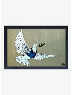 Deals 🤩 Banksy Bulletproof Dove Framed Wood Wall Art ✔️