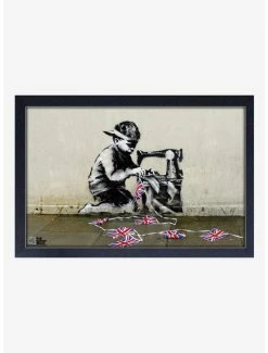 Brand new 🔔 Banksy Bunting Framed Wood Wall Art 😀