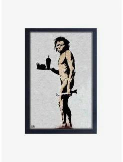 Hot Sale 🔔 Banksy Caveman Waiter Framed Wood Wall Art 👏