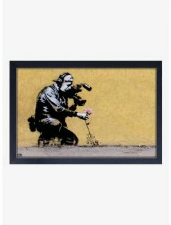 Deals 🌟 Banksy Flower On Film Framed Wood Wall Art 🤩