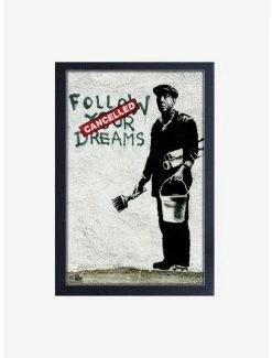Best Pirce 🔔 Banksy Follow Your Dreams Portrait Framed Wood Wall Art 🤩