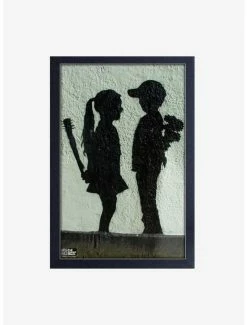 Promo 🤩 Banksy Girl With Stick Framed Wood Wall Art ⭐