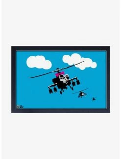 Hot Sale ⌛ Banksy Helicopters Framed Wood Wall Art 😍