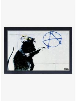 Promo 💯 Banksy Hollywood Rat Framed Wood Wall Art 😍