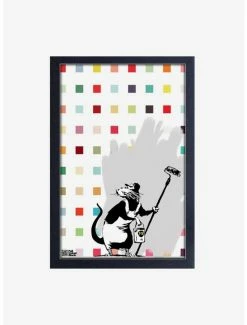 Discount 🌟 Banksy Squares Vs. Rat Framed Wood Wall Art 🔔