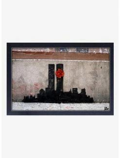 Brand new 🎉 Banksy Twin Towers Framed Wood Wall Art 😀