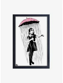 Outlet 👏 Banksy Umbrella Girl Framed Wood Wall Art ✔️