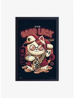 Outlet 😍 Illustrata Lucky Cat Framed Wood Wall Art 🔔