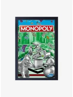 Best deal 🔔 Monopoly Poster Framed Wood Wall Art 🎁