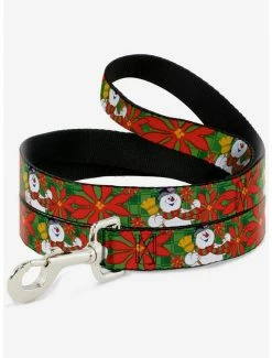 Coupon 🧨 Frosty The Snowman Poinsetta Plaid 🐶 Dog Leash ✨
